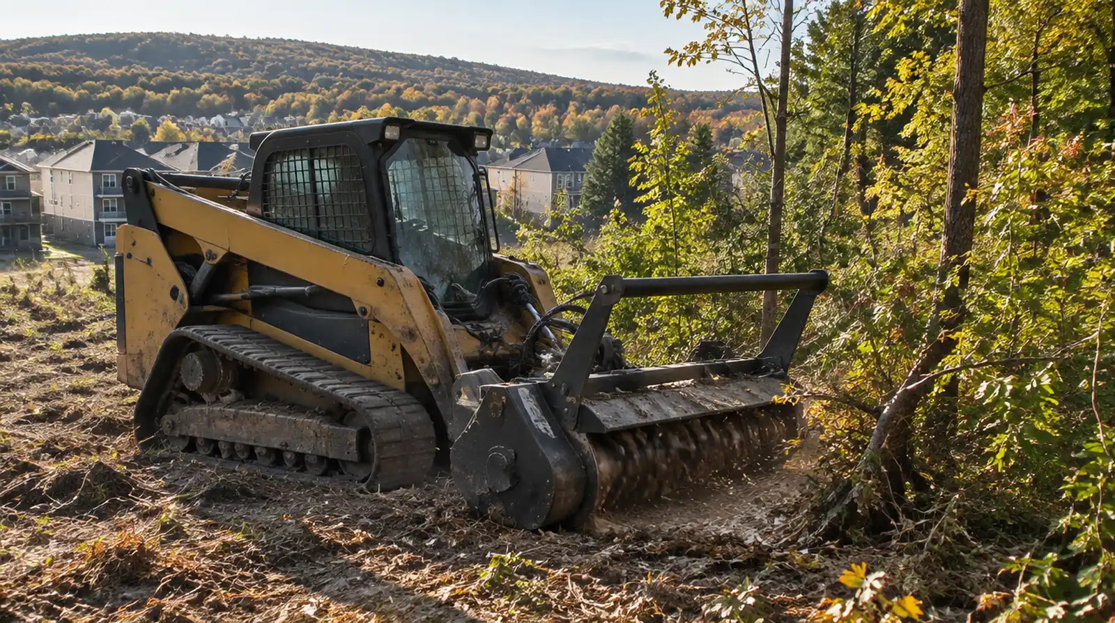Land clearing with a forestry mulcher in Kiryas Joel, NY